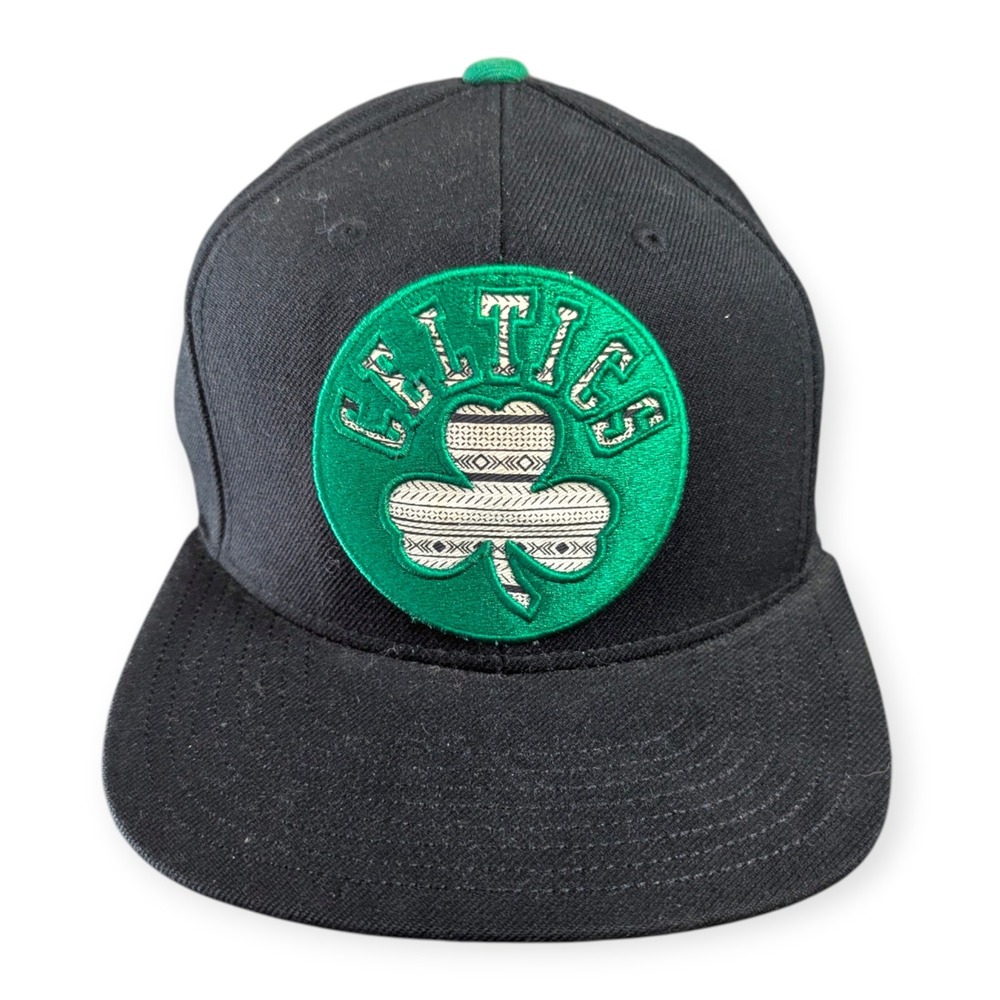 Adidas Boston Celtics NBA‎ Snapback Hat Black Green Flat Brim Adjustable Cap